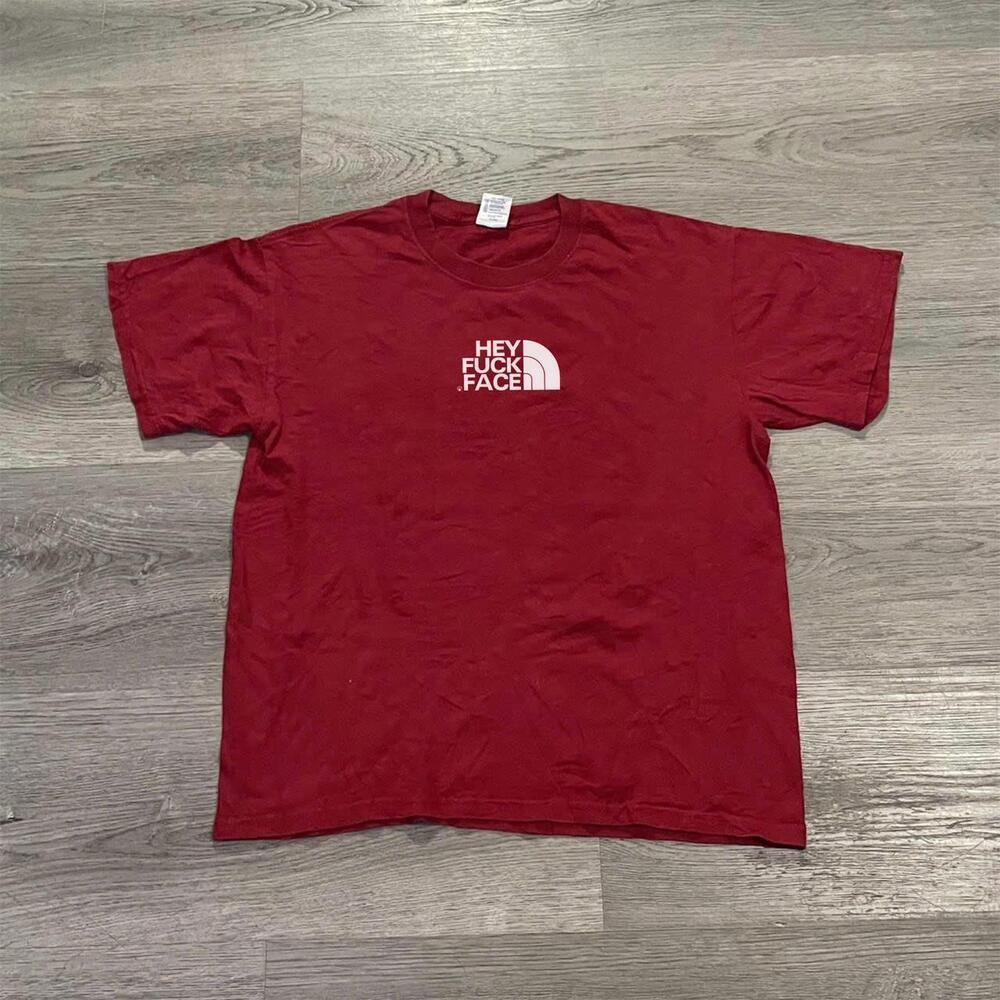 Red Hey F Ck Face Tee
